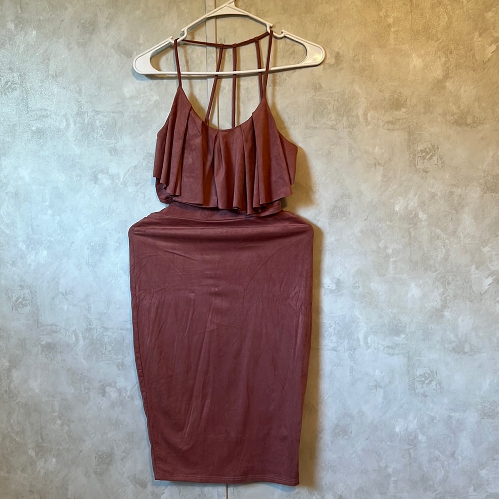 New with tags blush pink 2 piece skirt set with crop top size medium